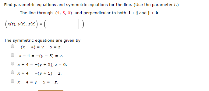 Solved Find parametric equations and symmetric equations for | Chegg.com