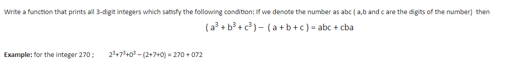 Solved Write a function that prints all 3-digit integers | Chegg.com