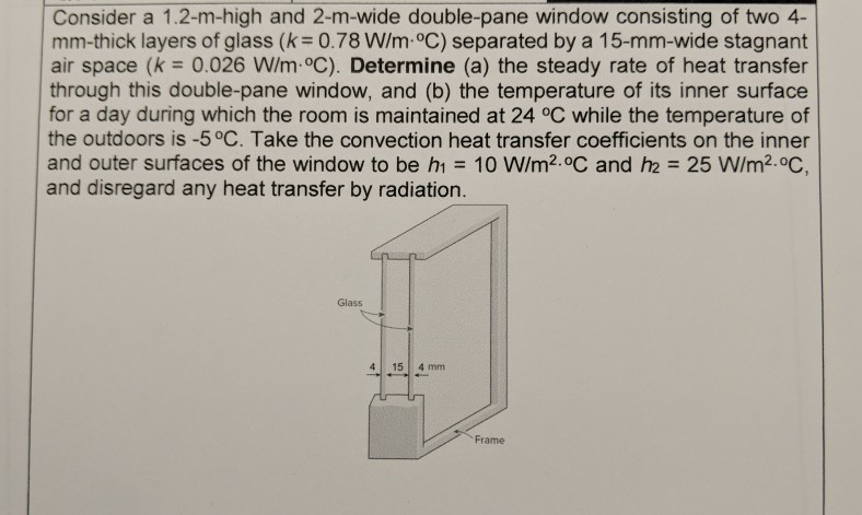 Solved Consider a 1.2-m-high and 2-m-wide double-pane window | Chegg.com