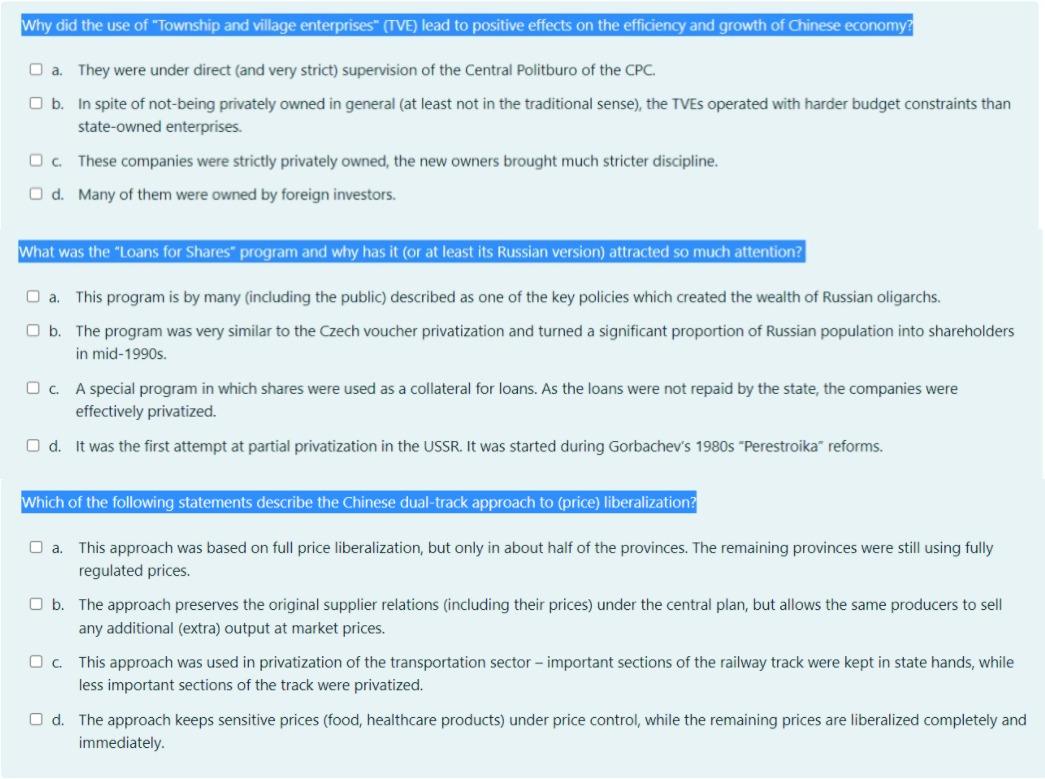 Solved Why did the use of "Township and village enterprises"