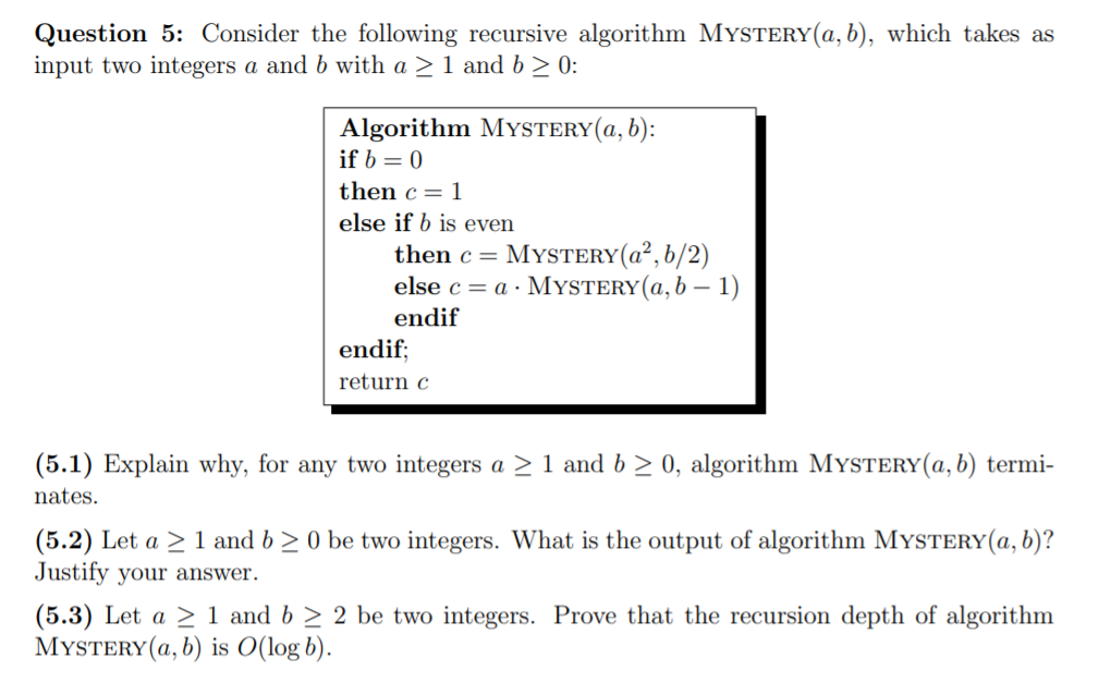 Solved Question 5: Consider The Following Recursive | Chegg.com