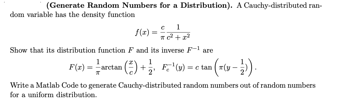 Solved (Generate Random Numbers for a Distribution). A | Chegg.com