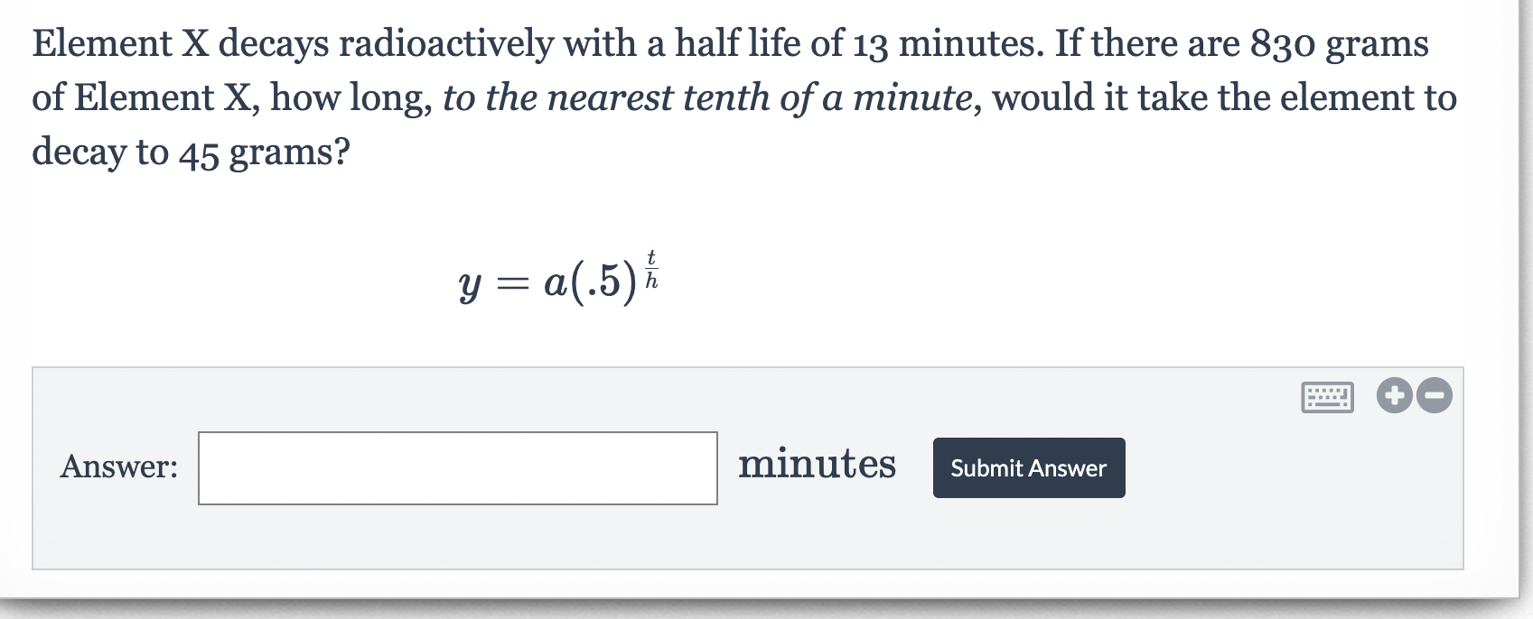 solved-element-x-decays-radioactively-with-a-half-life-of-13-chegg