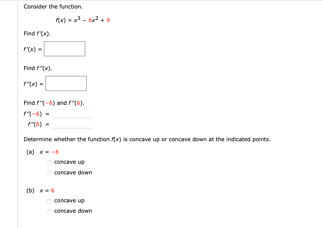 Solved Consider The Function F X X3 6x2 9 Find