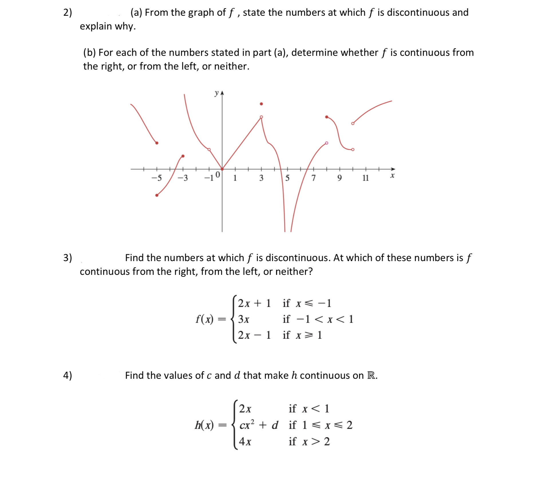 Solved 2) (a) From the graph of f, state the numbers at | Chegg.com