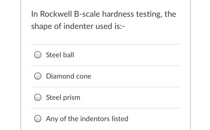 Solved In Rockwell B-scale Hardness Testing, The Shape Of | Chegg.com