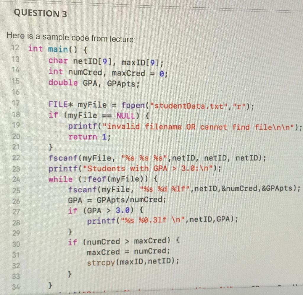 Solved 20 return 1; 21 22 fscanf(myFile, 