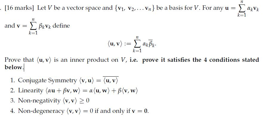 Solved Basis For V For Any U į Ant 16 Marks Let V Chegg Com