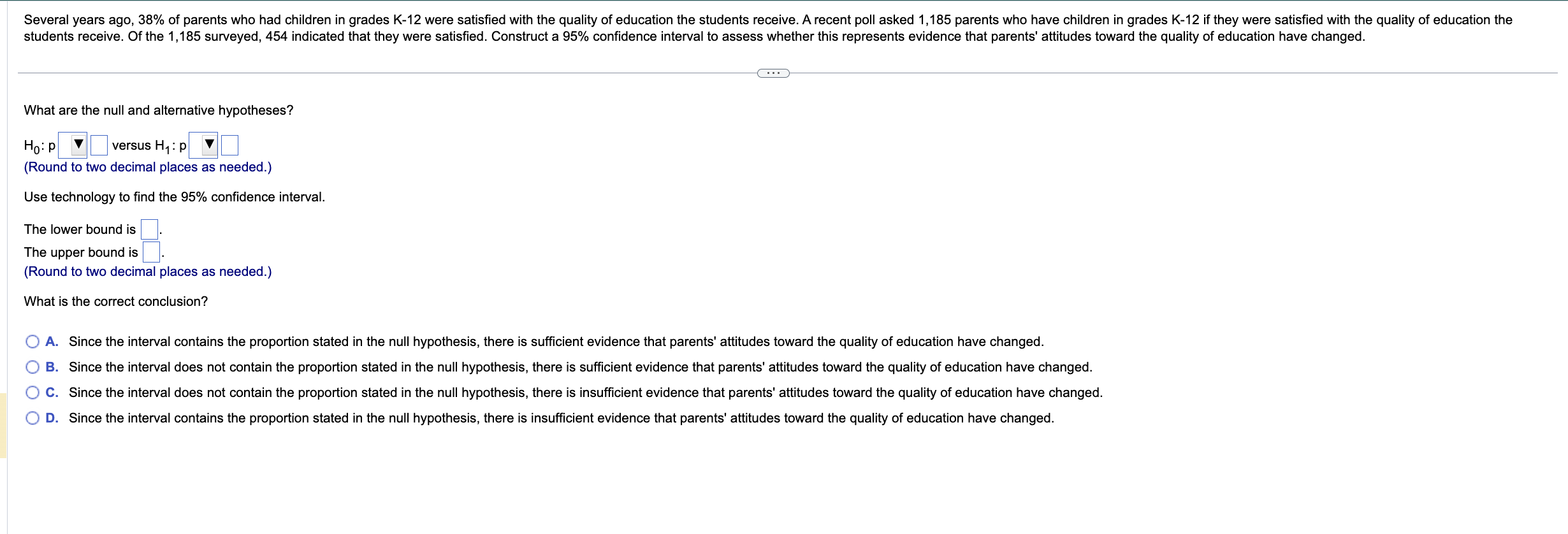 Solved Use technology to find the 95% confidence interval. | Chegg.com