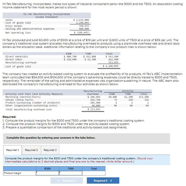 Solved Hi-Tek Manufacturing, Incorporated, makes two types | Chegg.com