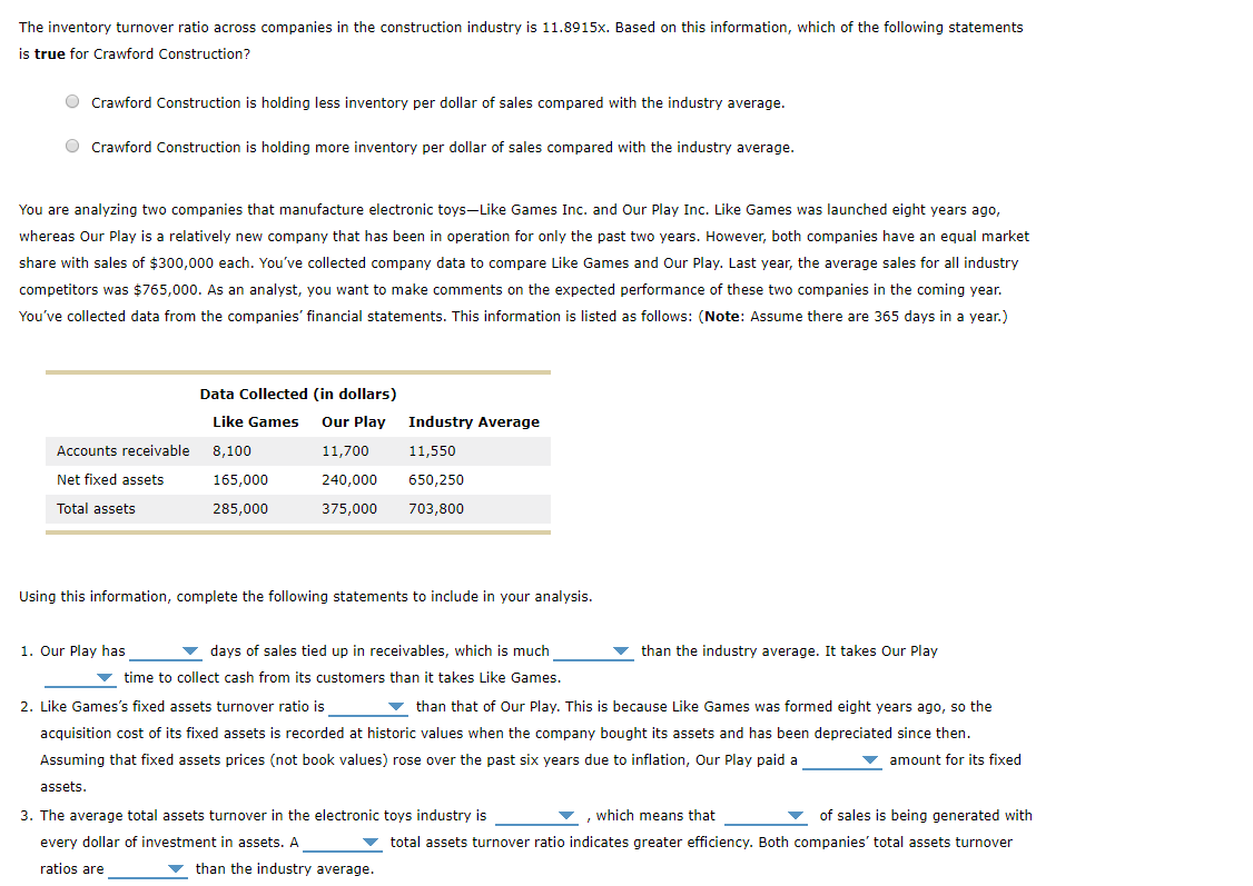 Asset management ratios Asset management ratios are used t
