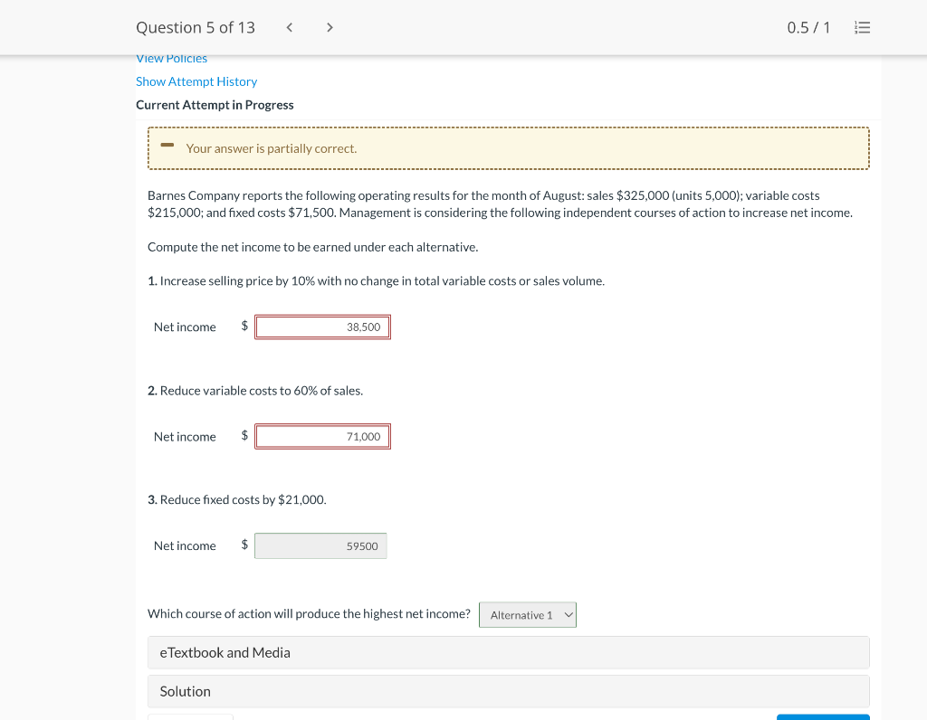 Solved Question 5 of 13 0.5/1 E View Policies Show | Chegg.com
