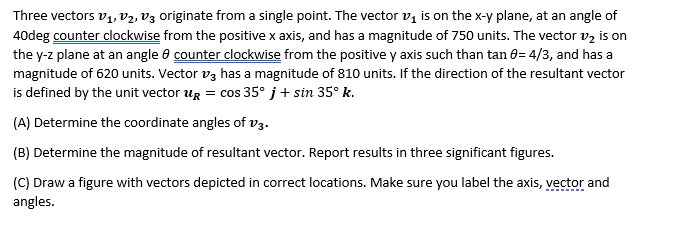 Solved Three vectors V1, V2, V3 originate from a single | Chegg.com