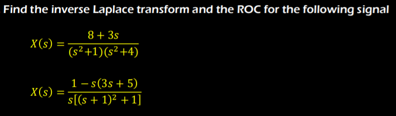 Solved Find the inverse Laplace transform and the ROC for | Chegg.com