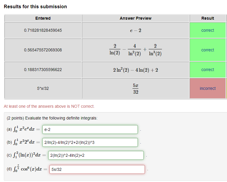 Solved Results for this submission Entered Answer Preview | Chegg.com