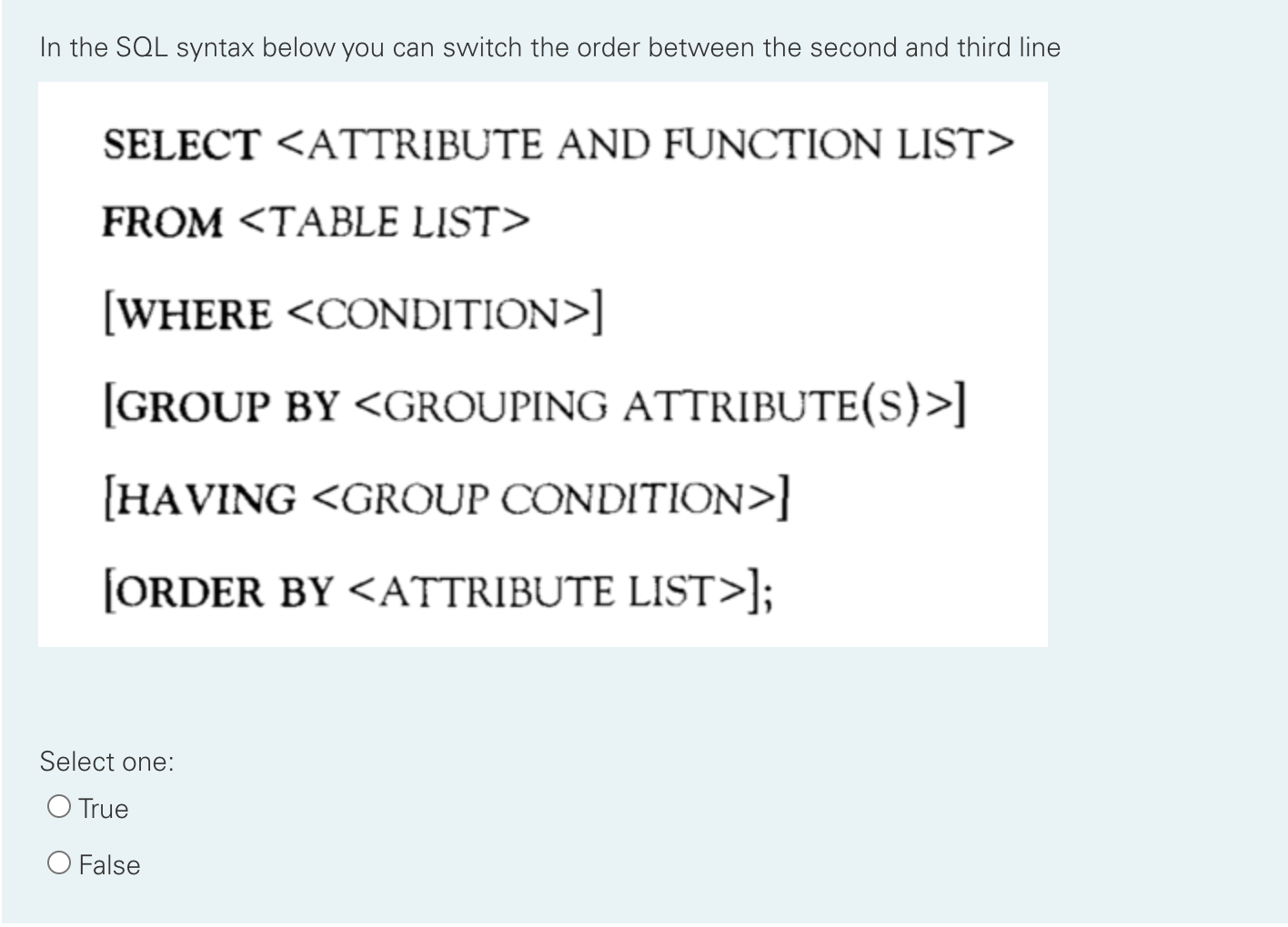 Solved In the SQL syntax below you can switch the order | Chegg.com