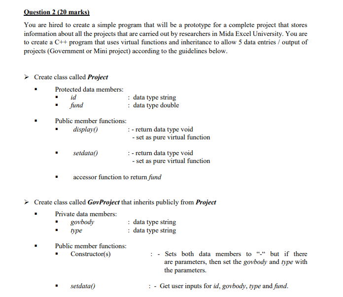 Solved Question 2 (20 marks) You are hired to create a | Chegg.com