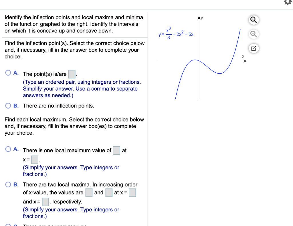 Solved Identify the inflection points and local maxima and | Chegg.com