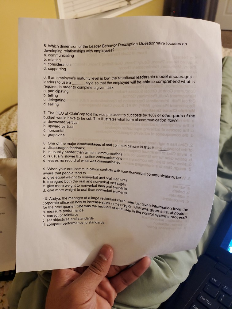 Solved 5. Which dimension of the Leader Behavior Description