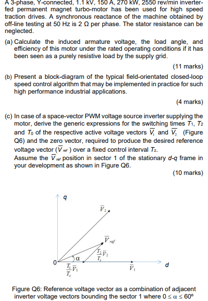 A 3-phase PWM inverter is shown below supplying an