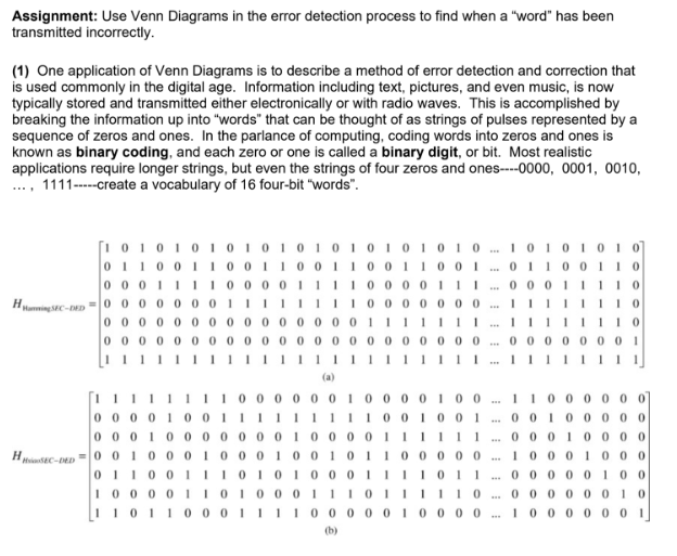 Solved use venn diagrams in the error detection process to chegg