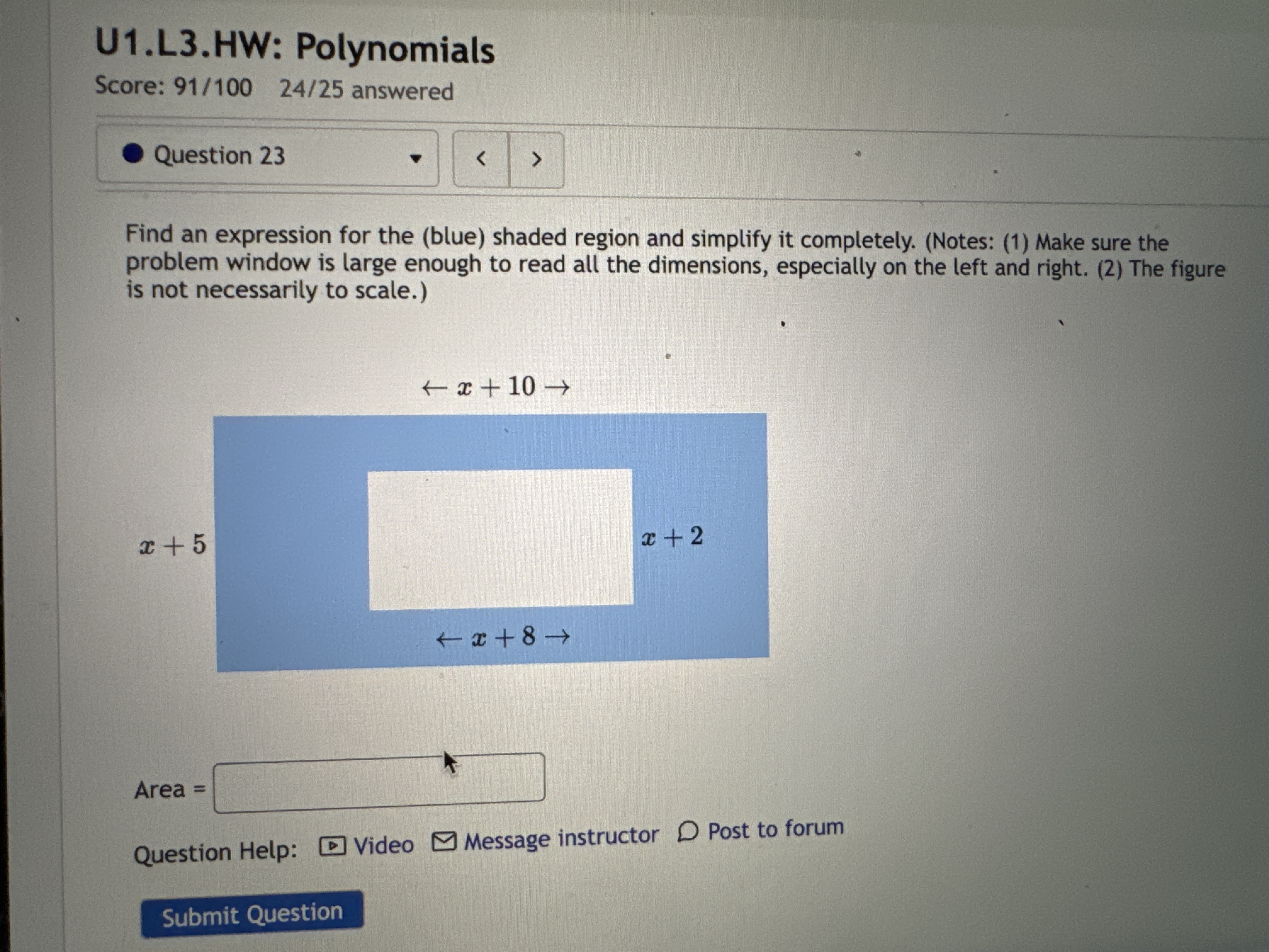 Solved Find an expression for the (blue) ﻿shaded region and | Chegg.com