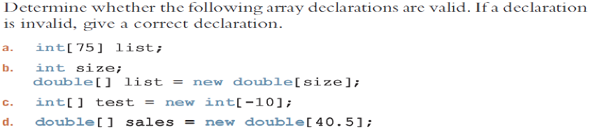 Solved A. Determine Whether The Following Array Declarations | Chegg.com