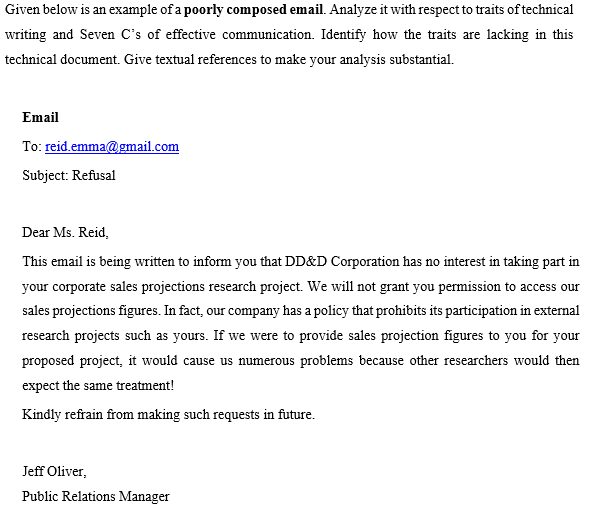 Solved Given below is an example of a poorly composed email. | Chegg.com