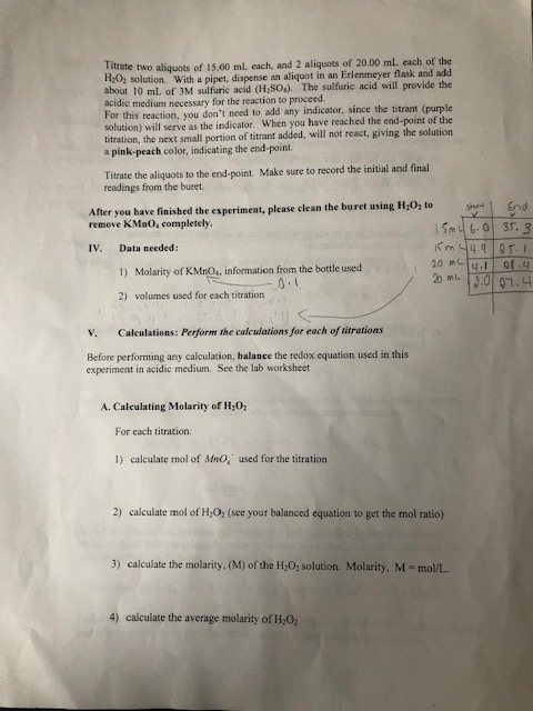 Solved For each titration calculate: 1). Calculate mol of | Chegg.com