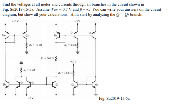 Find the voltages at all nodes and currents through | Chegg.com
