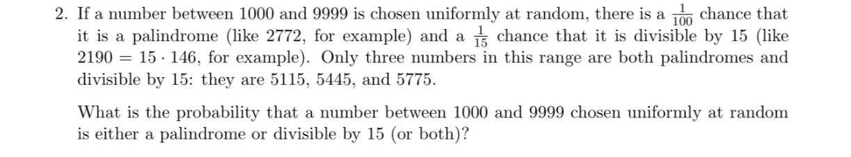 Solved 2. If a number between 1000 and 9999 is chosen | Chegg.com