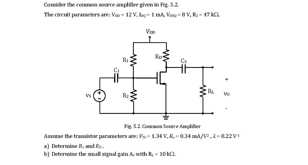 Solved Consider the common source amplifier given in Fig. | Chegg.com