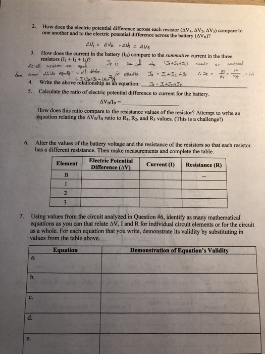 Circuits Worksheet Answer Key Ame my id