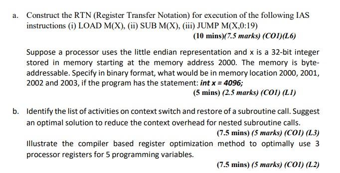 a. Construct the RTN (Register Transfer Notation) for | Chegg.com