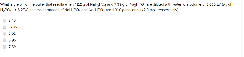 Solved What Is The PH Of The Buffer That Results When 12
