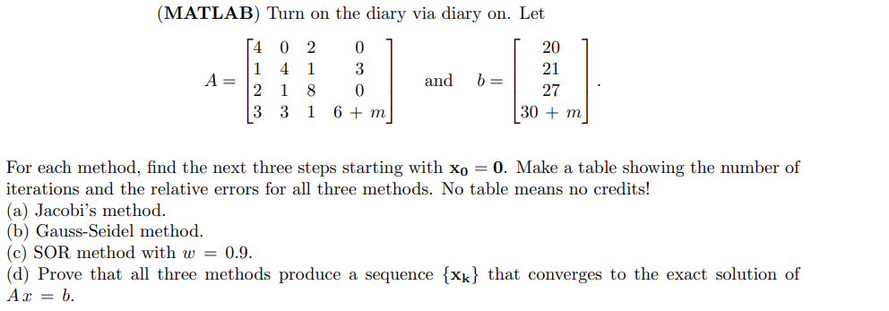 Solved A=⎣⎡4123041321810306+m⎦⎤ and b=⎣⎡20212730+m⎦⎤. For | Chegg.com