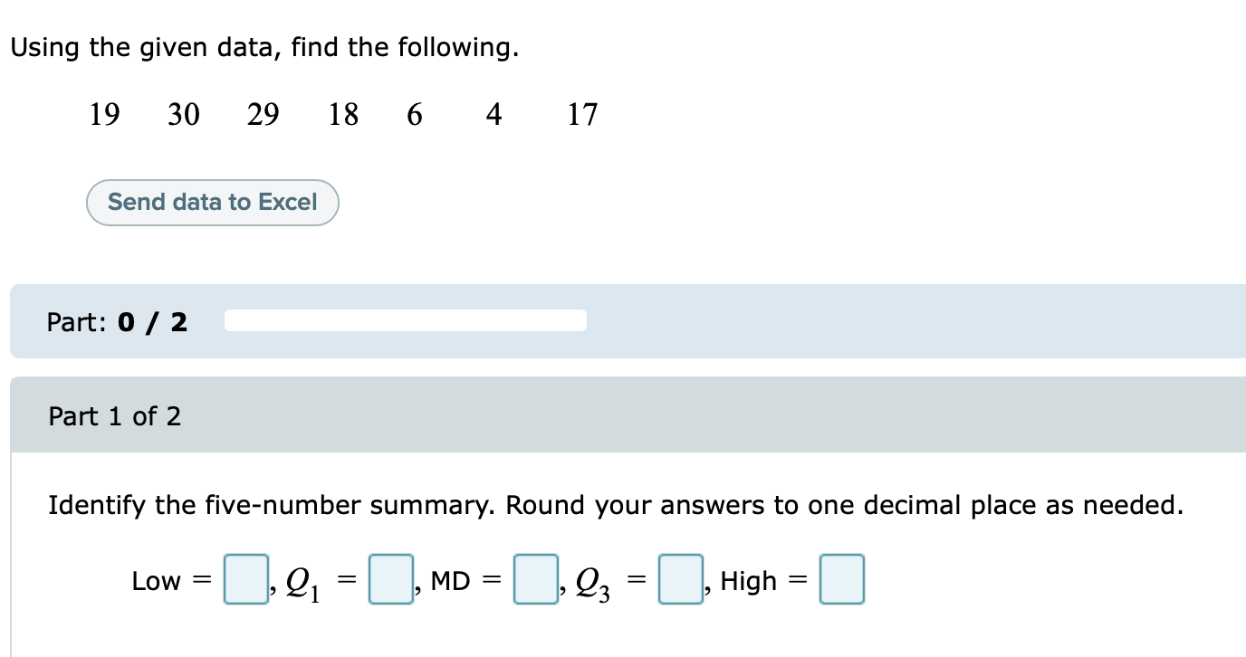 Solved Using the given data, find the following. 19 30 29 18 | Chegg.com