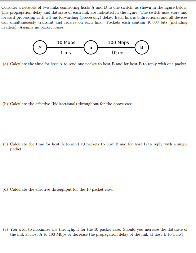 Solved Consider a network of two links connecting hosts A | Chegg.com