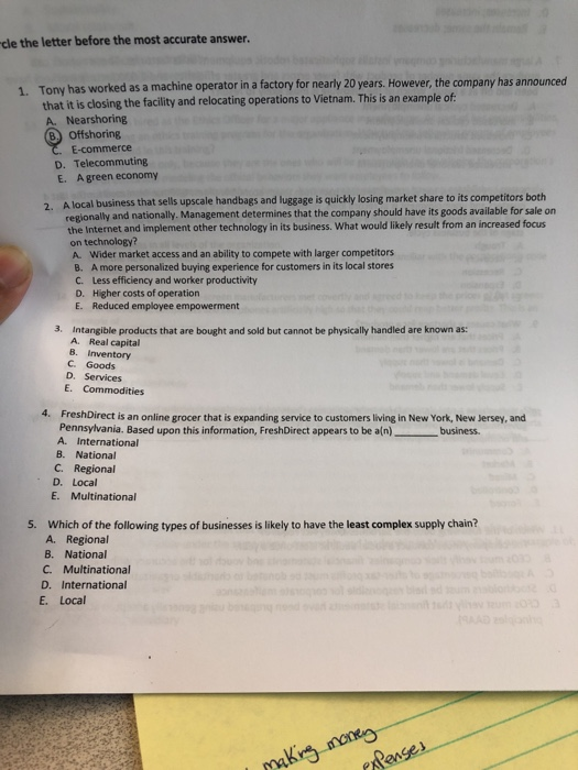 Solved cle the letter before the most accurate answer. 1. | Chegg.com