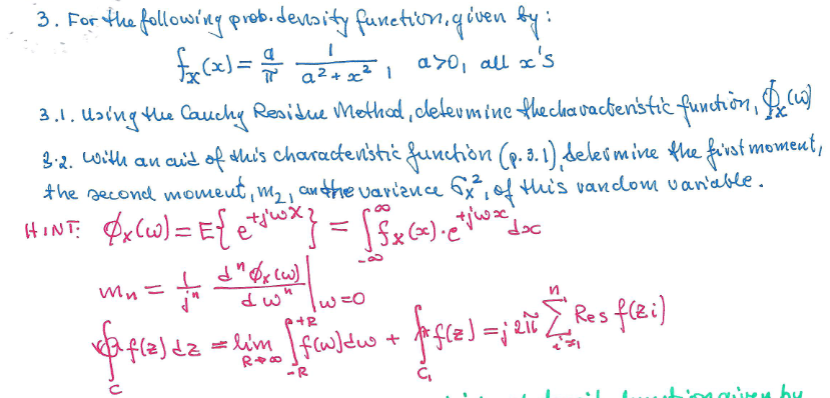 Solved 3. For the following prob. density function, given | Chegg.com