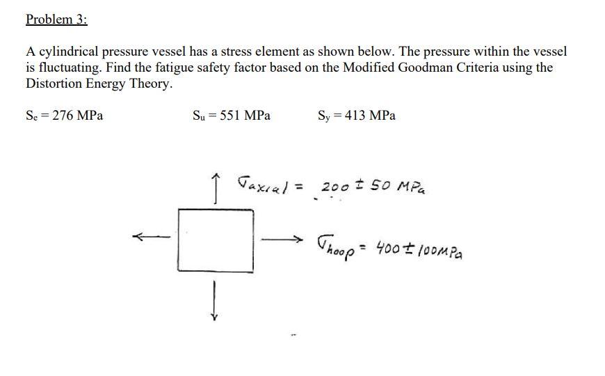 Solved Problem 3: A cylindrical pressure vessel has a stress | Chegg.com