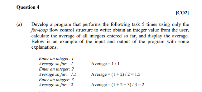 Solved Question 4 [C02] (a) Develop a program that performs | Chegg.com