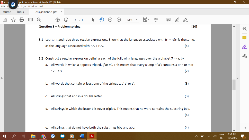 Solved 3.1 Let r1,r2, and r3 be three regular expressions. | Chegg.com