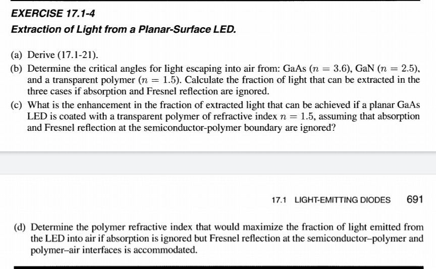 EXERCISE 17.1-4 Extraction of Light from a | Chegg.com