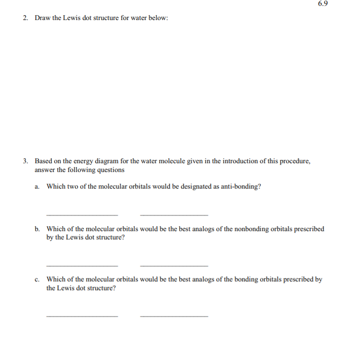 Solved Name Report Sheet Molecular Orbitals Of Water 1