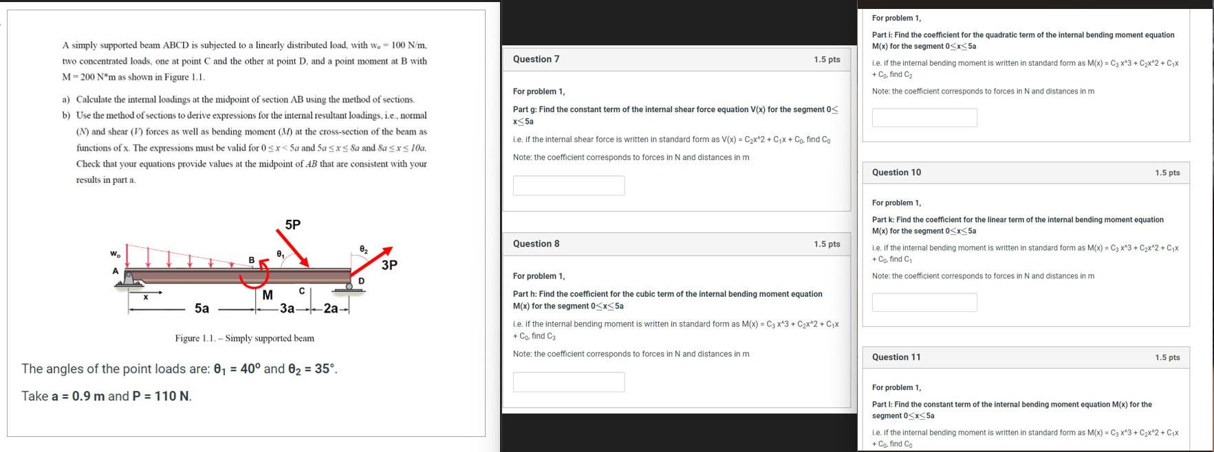 Solved A simply supported beam ABCD is subjected to a | Chegg.com