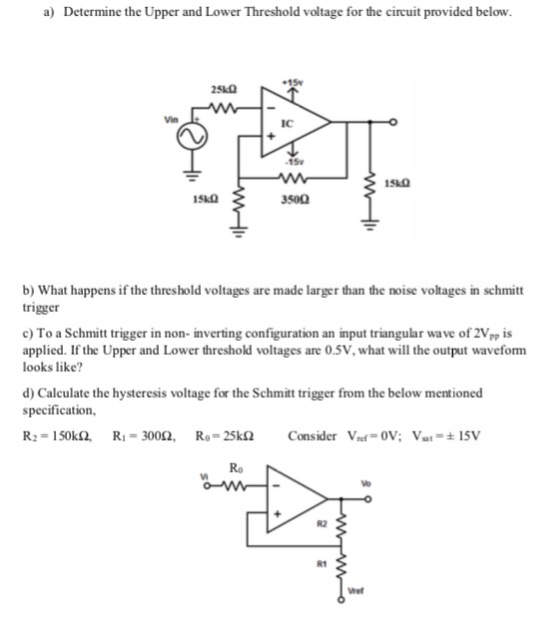 Solved Determine the Upper and Lower Threshold voltage for