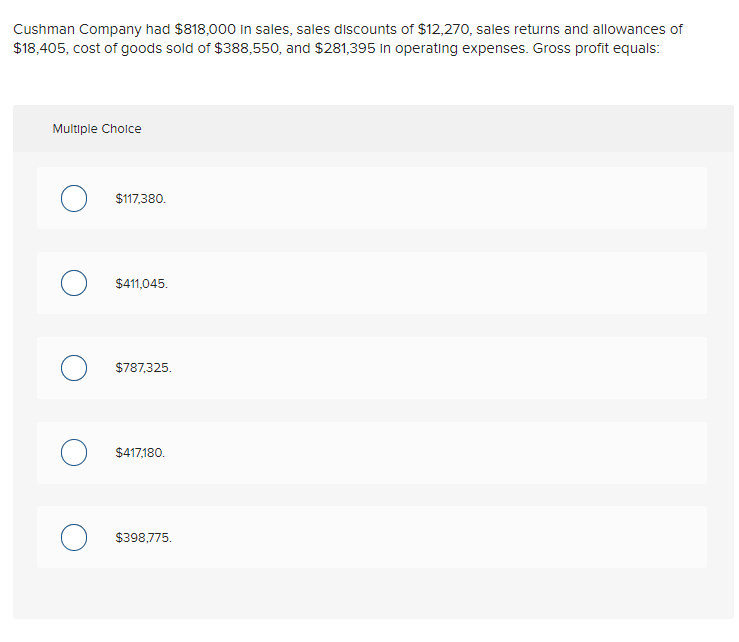 Solved Cushman Company Had $818,000 In Sales, Sales | Chegg.com