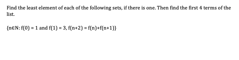 Find the least element of each of the following sets, | Chegg.com