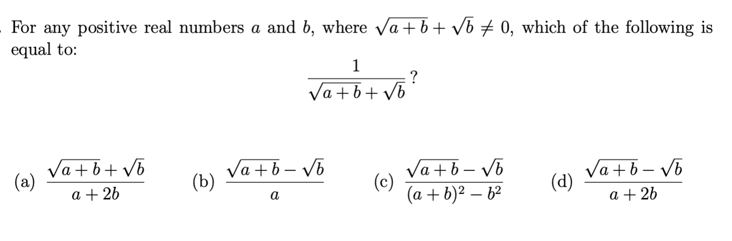 Solved For Any Positive Real Numbers A And B, ﻿where | Chegg.com